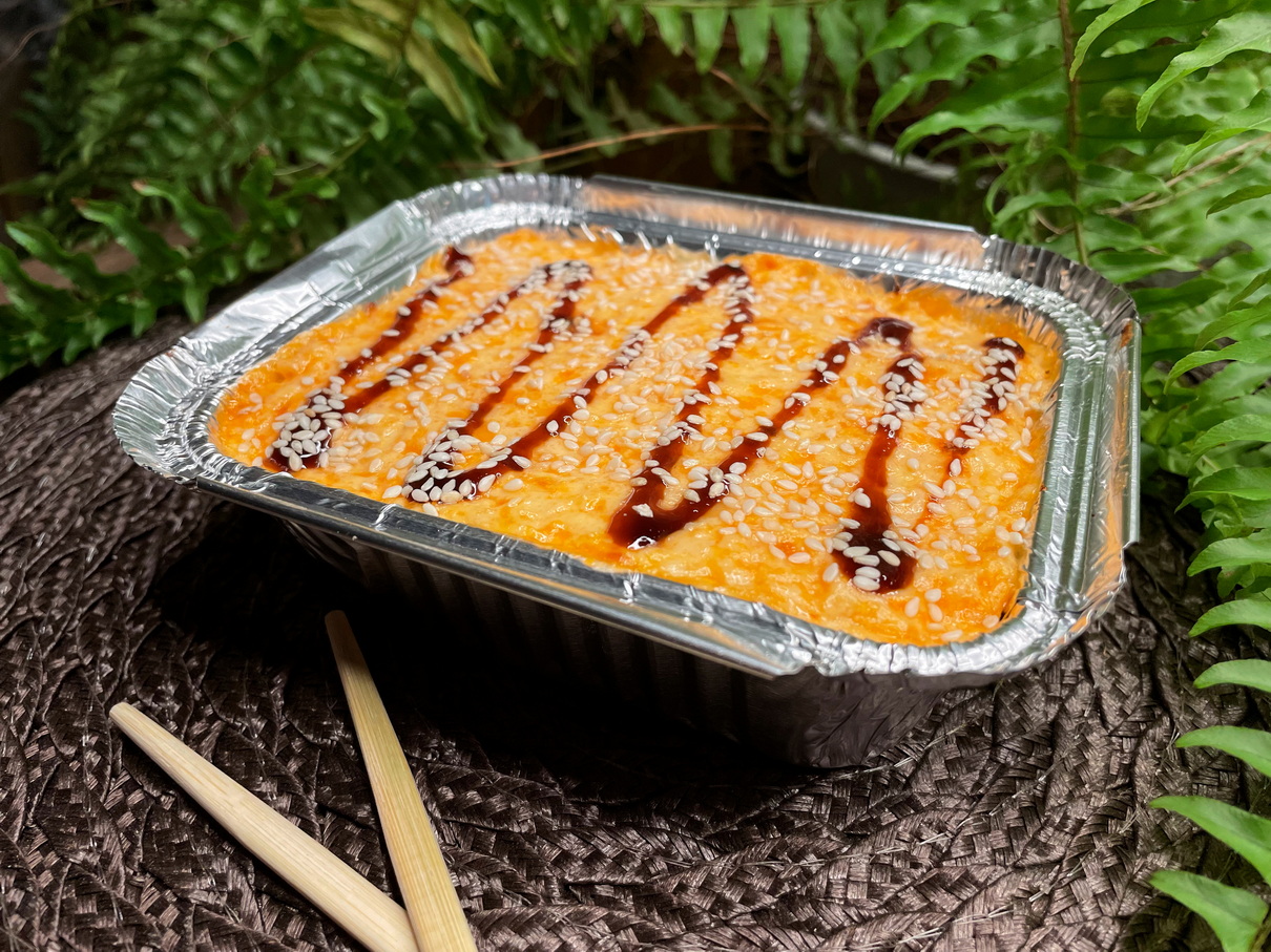 Сливочный рис с курицей запеченный